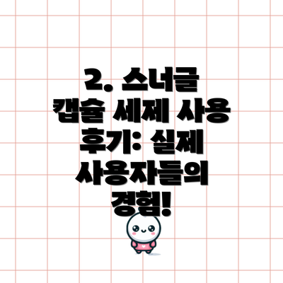 2. 스너글 캡슐 세제 사용 후기: 실제 사용자들의 경험!