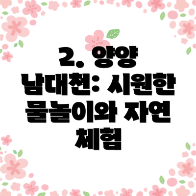 2. 양양 남대천: 시원한 물놀이와 자연 체험