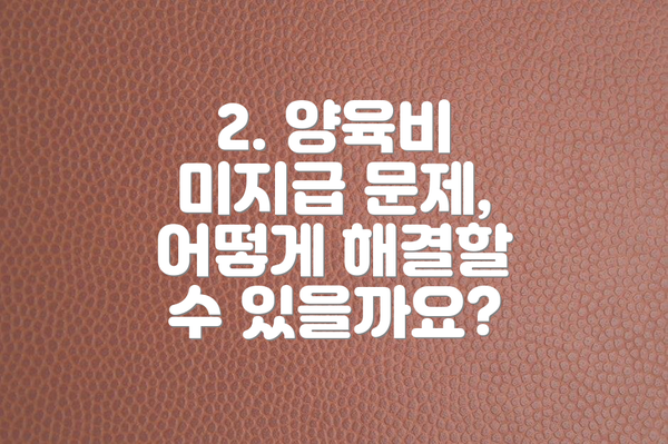 2. 양육비 미지급 문제, 어떻게 해결할 수 있을까요?