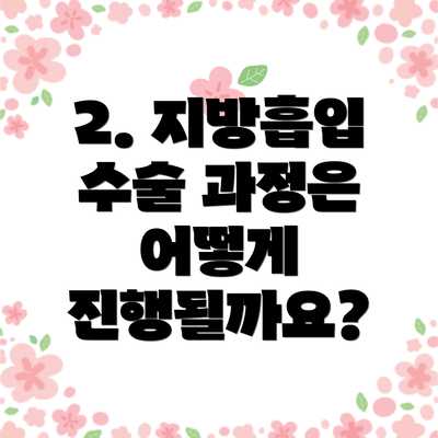 2. 지방흡입 수술 과정은 어떻게 진행될까요?