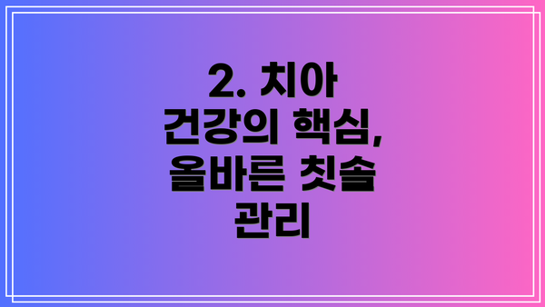 2. 치아 건강의 핵심, 올바른 칫솔 관리