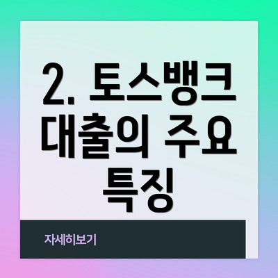 2. 토스뱅크 대출의 주요 특징