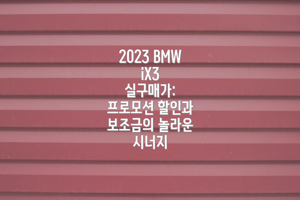 2023 BMW iX3 실구매가: 프로모션 할인과 보조금의 놀라운 시너지
