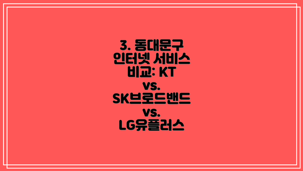 3. 동대문구 인터넷 서비스 비교: KT vs. SK브로드밴드 vs. LG유플러스