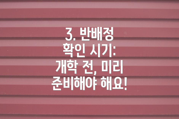 3. 반배정 확인 시기: 개학 전, 미리 준비해야 해요!