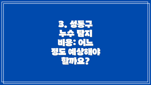 3. 성동구 누수 탐지 비용: 어느 정도 예상해야 할까요?