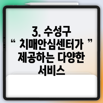 3. 수성구 치매안심센터가 제공하는 다양한 서비스