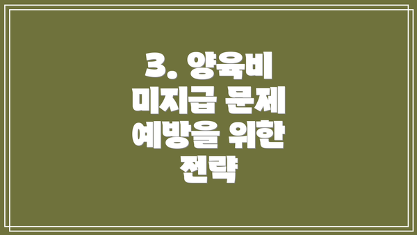 3. 양육비 미지급 문제 예방을 위한 전략