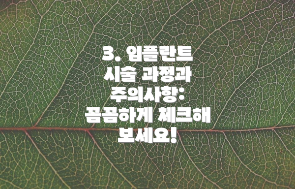3. 임플란트 시술 과정과 주의사항:  꼼꼼하게 체크해 보세요!