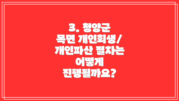 3. 청양군 목면 개인회생/개인파산 절차는 어떻게 진행될까요?