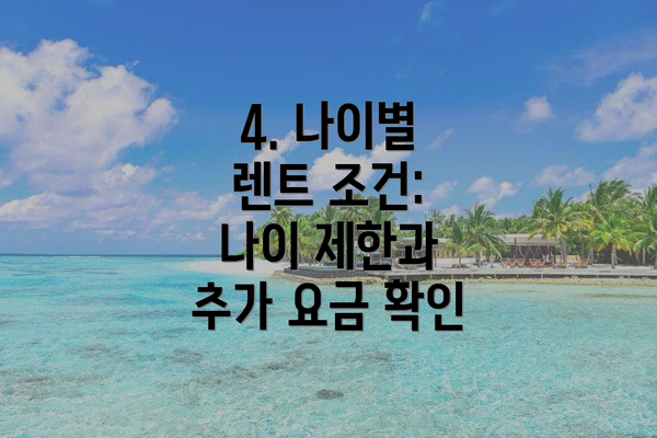 4. 나이별 렌트 조건:  나이 제한과 추가 요금 확인