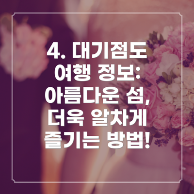 4. 대기점도 여행 정보: 아름다운 섬, 더욱 알차게 즐기는 방법!