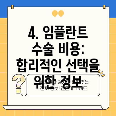 4. 임플란트 수술 비용:  합리적인 선택을 위한 정보