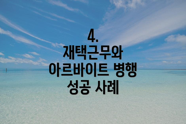 4.  재택근무와 아르바이트 병행 성공 사례