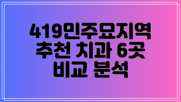 419민주묘지역 추천 치과 6곳 비교 분석