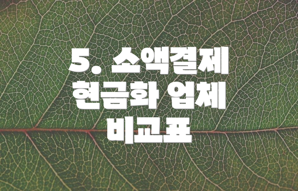 5. 소액결제 현금화 업체 비교표
