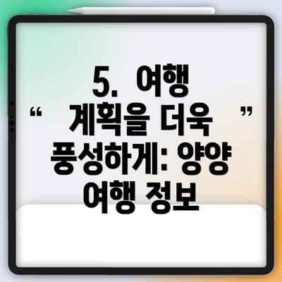 5.  여행 계획을 더욱 풍성하게: 양양 여행 정보
