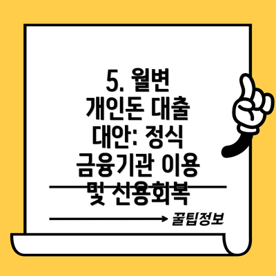 5. 월변 개인돈 대출 대안: 정식 금융기관 이용 및 신용회복