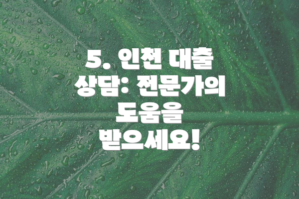 5. 인천 대출 상담: 전문가의 도움을 받으세요!