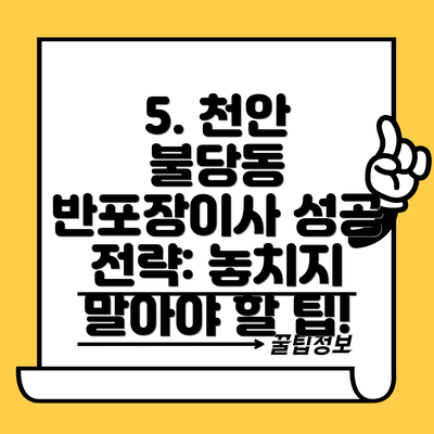 5. 천안 불당동 반포장이사 성공 전략: 놓치지 말아야 할 팁!
