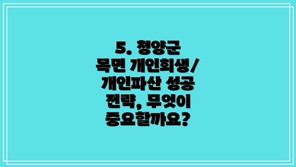 5. 청양군 목면 개인회생/개인파산 성공 전략, 무엇이 중요할까요?