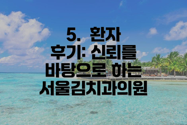 5.  환자 후기: 신뢰를 바탕으로 하는 서울김치과의원
