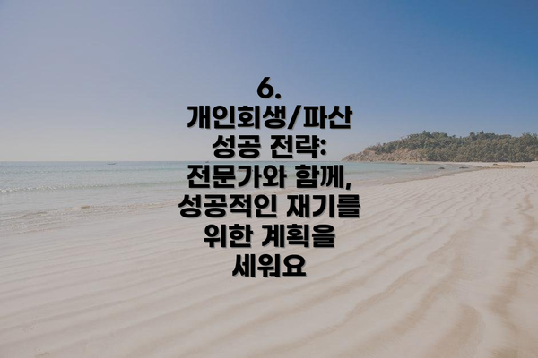 6. 개인회생/파산 성공 전략: 전문가와 함께, 성공적인 재기를 위한 계획을 세워요