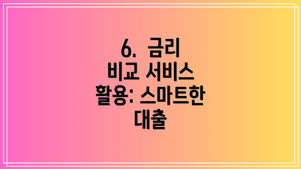 6.  금리 비교 서비스 활용: 스마트한 대출