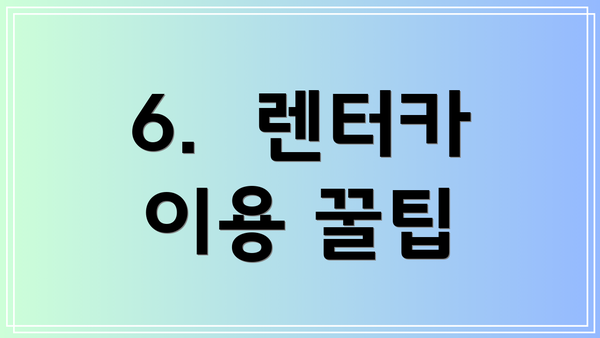 6.  렌터카 이용 꿀팁