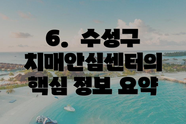 6.  수성구 치매안심센터의 핵심 정보 요약