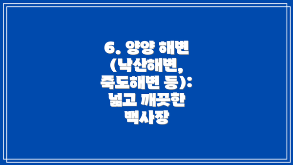 6. 양양 해변 (낙산해변, 죽도해변 등): 넓고 깨끗한 백사장