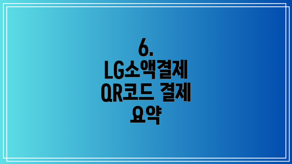 6.  LG소액결제 QR코드 결제 요약