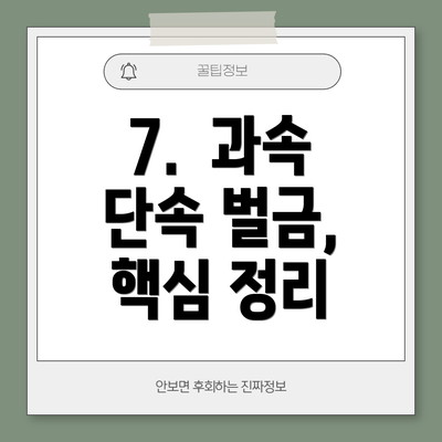7.  과속 단속 벌금, 핵심 정리
