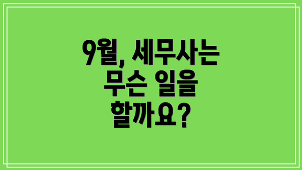 9월, 세무사는 무슨 일을 할까요?
