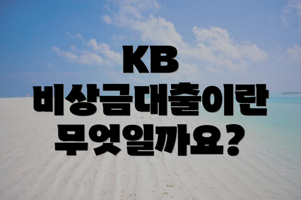 KB 비상금대출이란 무엇일까요?