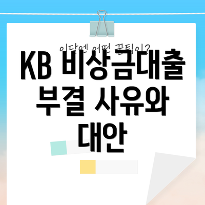 KB 비상금대출 부결 사유와 대안